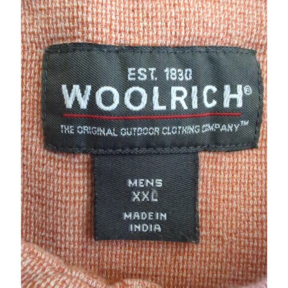 Woolrich Woven Orange Pap 100% Cotton Button Up Short Sleeve Shirt Men Size XXL - Picture 2 of 8